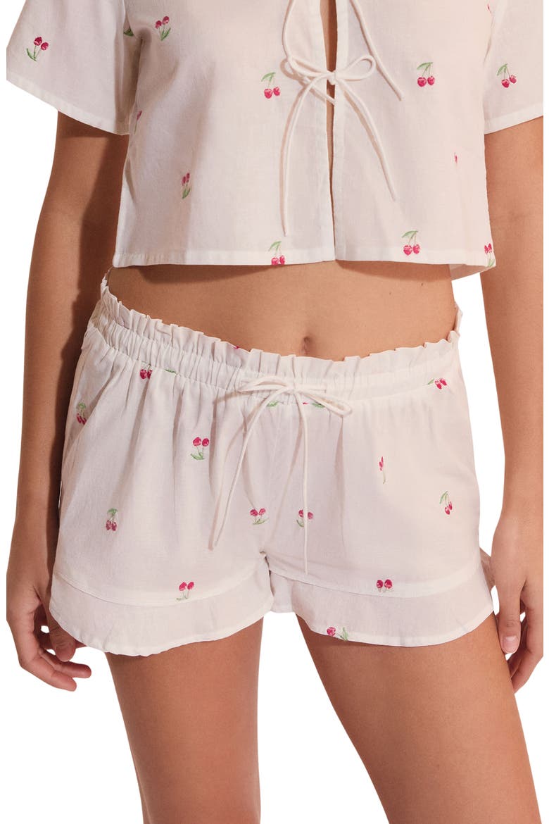 Riviere Cotton Pajama Shorts, Main, color, ECRU