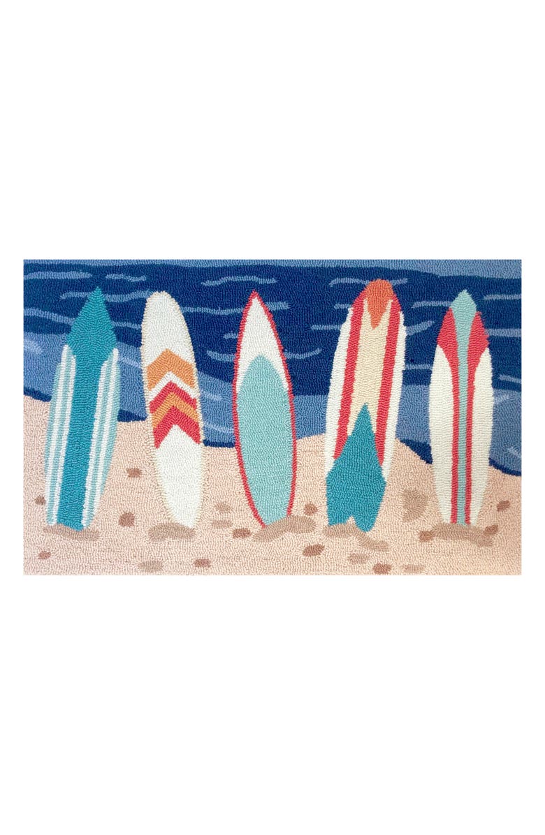 R16 HOME Surfboard Beach Doormat, Main, color, Blue Multi