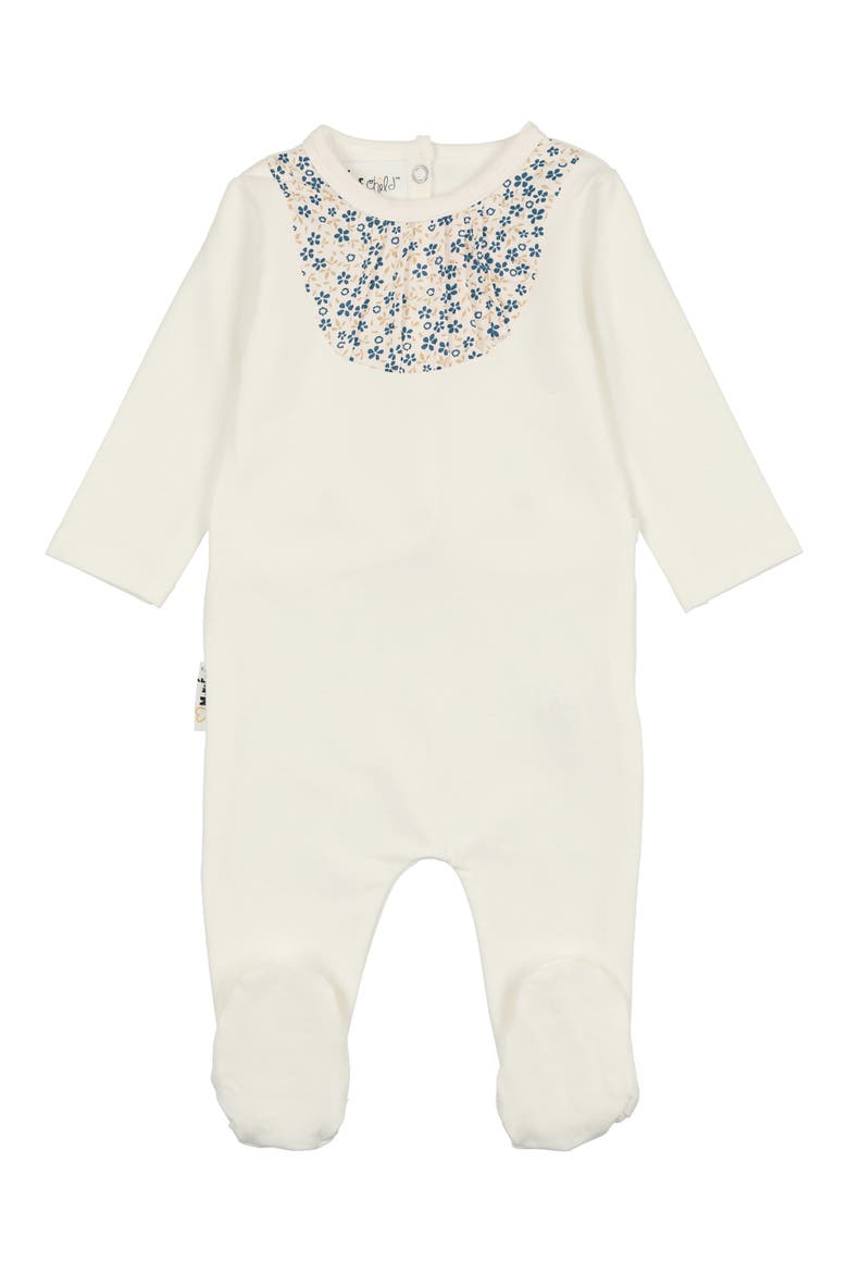 Pleated Bib Footie, Main, color, WHITE BLUE