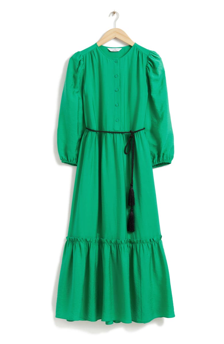 & Other Stories Tiered Long Sleeve Maxi Dress, Alternate, color, Green