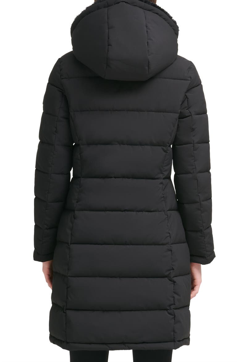 Stretch Puffer Jacket w/ Hood, Alternate, color, BLACK