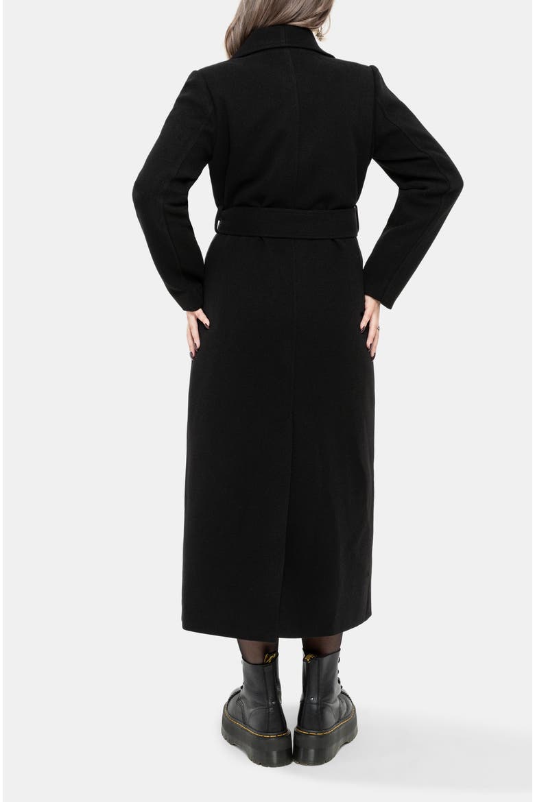 Abyss Tie Waist Double Breasted Coat, Alternate, color, Black