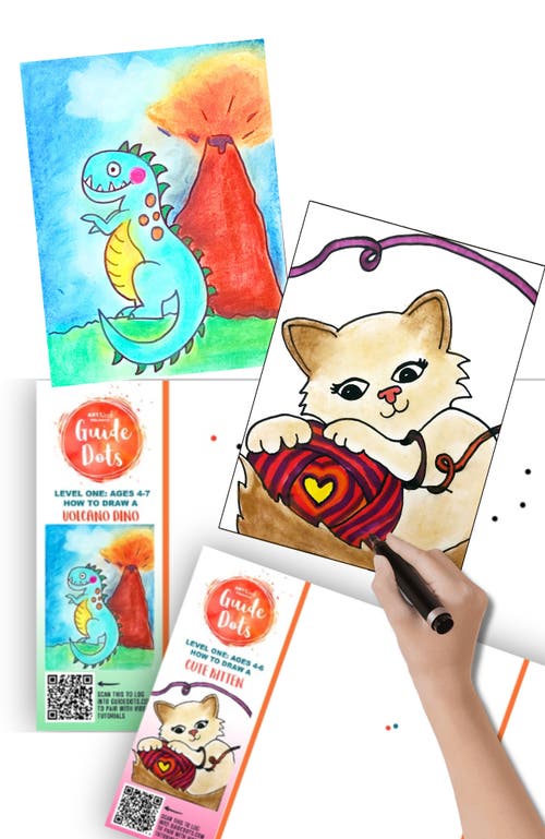 Guide Dots Add-On Art Rolls for Guide Dot's Art Kits in L1 Volcano Dino/cute Kitten  product