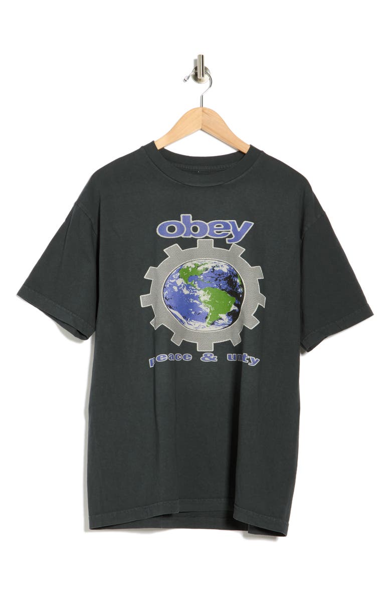 Obey Pace and Unity Cotton Graphic T-Shirt, Alternate, color, Pigment True Vintage Black