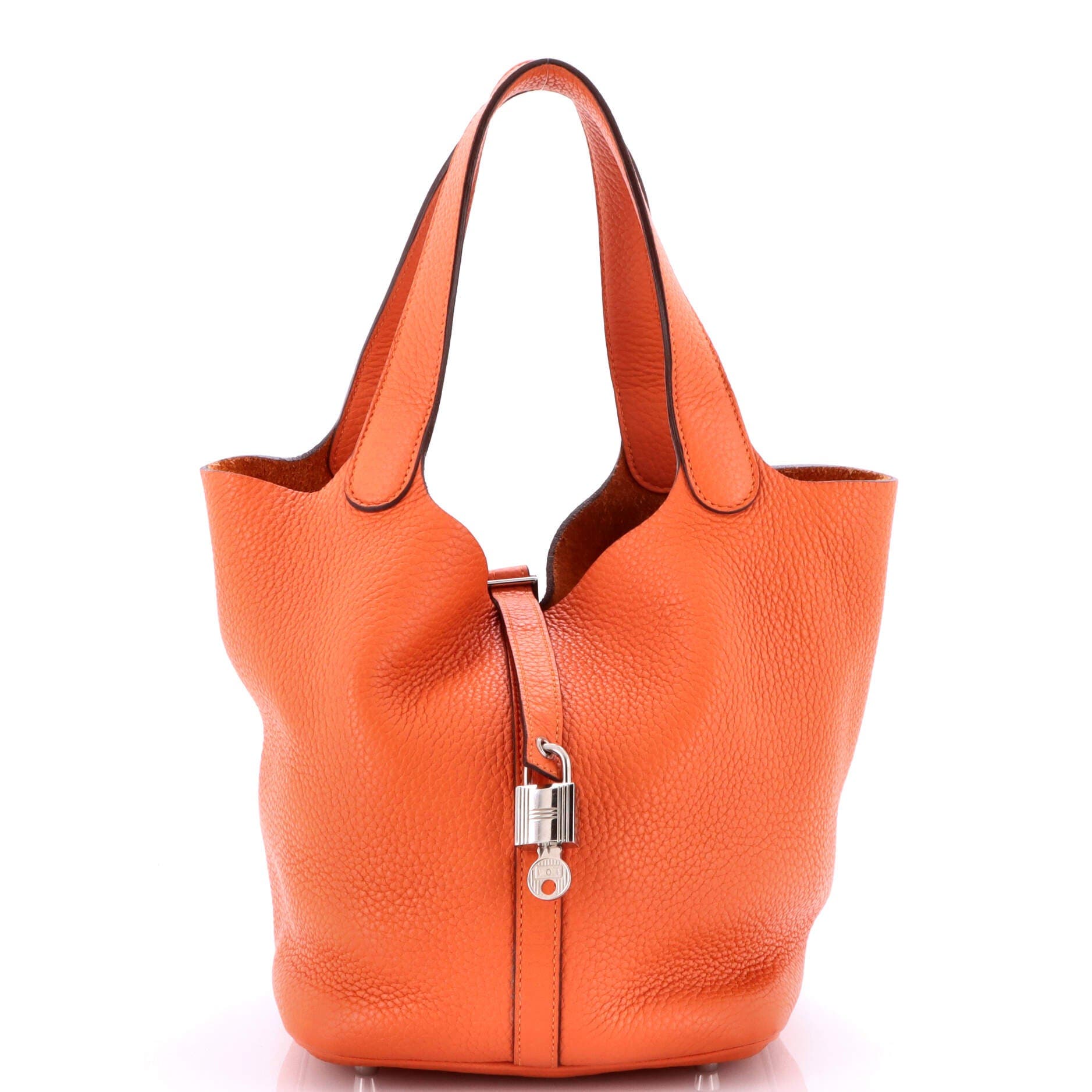 Pre-Owned Hermes Picotin Lock Bag Clemence MM, Main, color, Feu