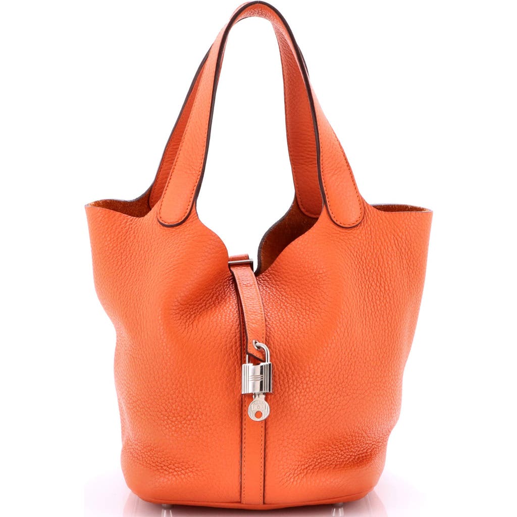 Pre-owned Hermes Hermes Picotin Lock Bag Clemence Mm In Orange