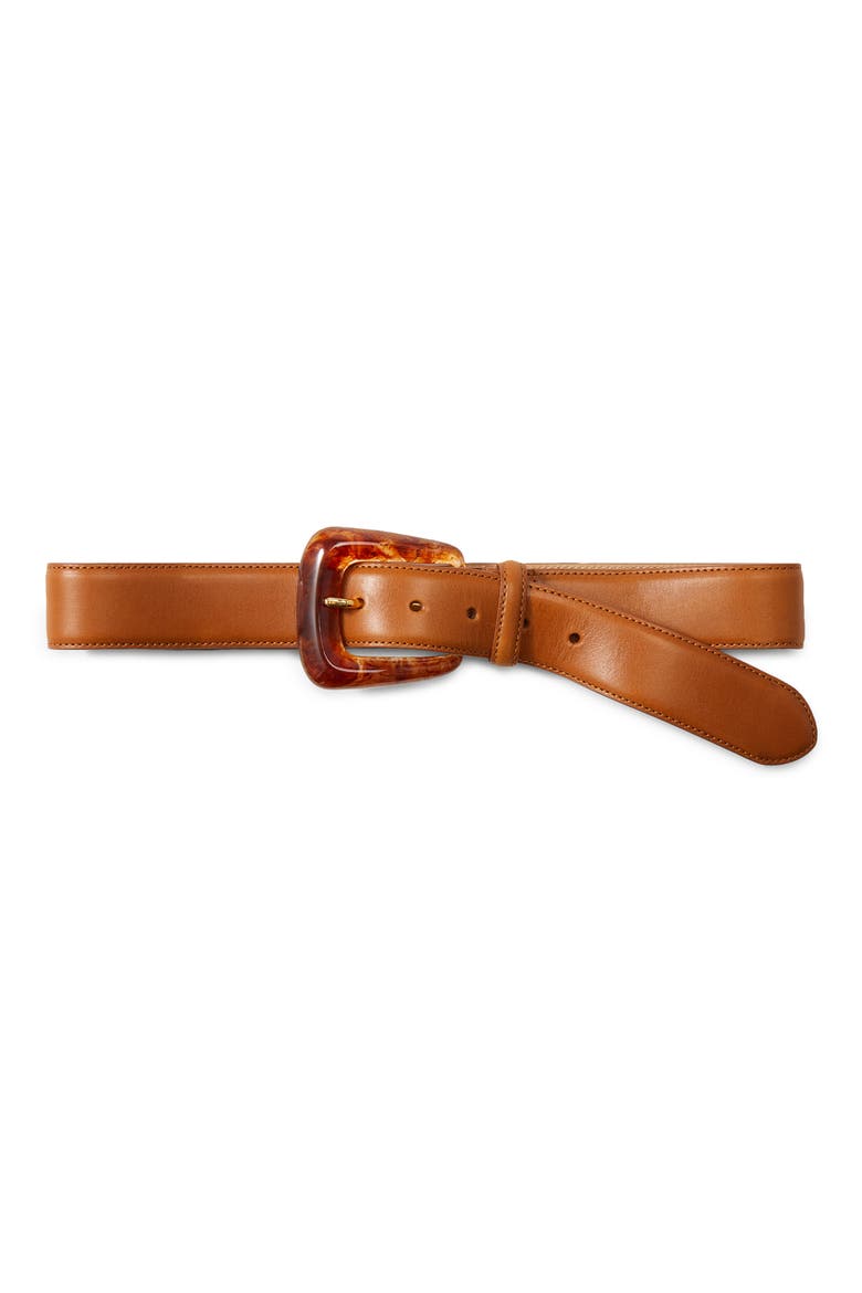 Resin Buckle Leather Belt, Main, color, HAZELWOOD