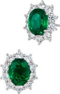SAVVY CIE JEWELS Oval Cubic Zirconia Halo Stud Earrings