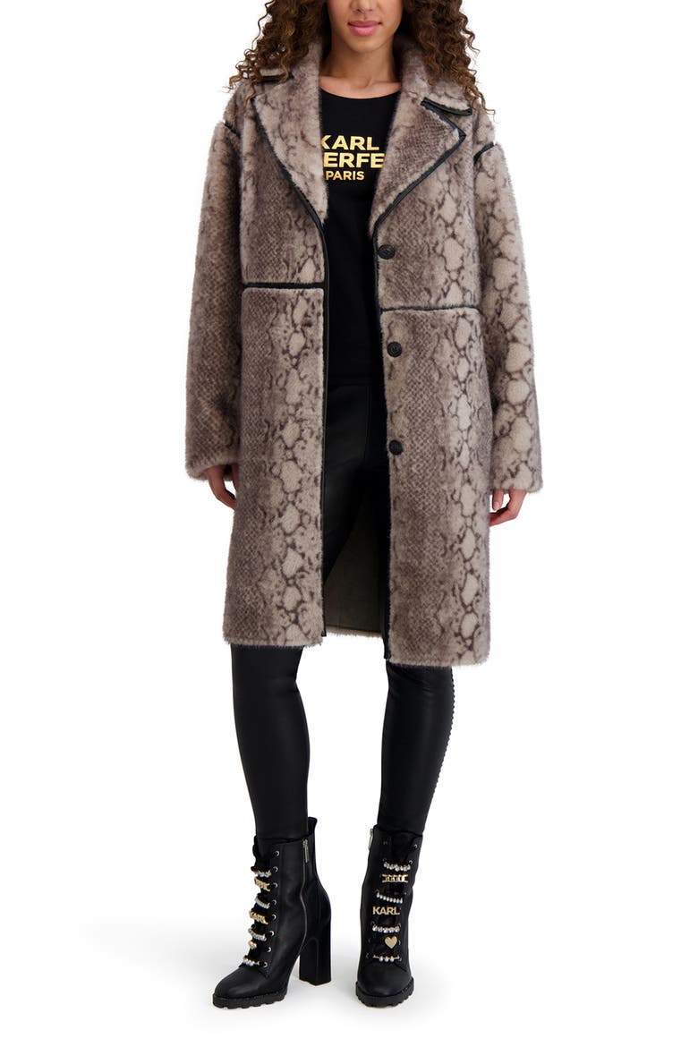 Faux Fur Jacket, Alternate, color, MED GREY