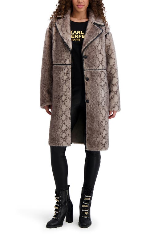 Karl Lagerfeld Paris Faux Fur Jacket In Brown