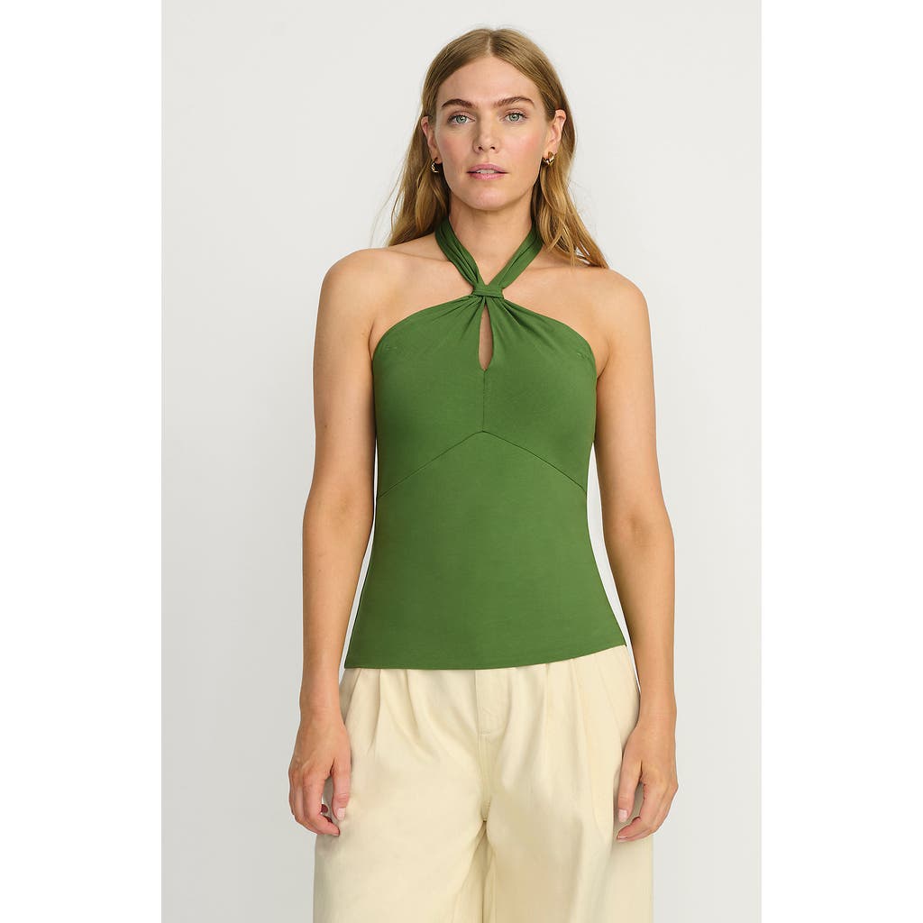 Lands' End Slender Twist Front Halter Top In Green