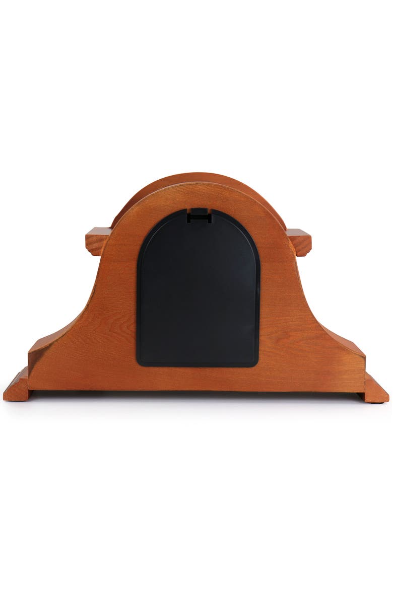 17.75in Tambour Mantel Clock with Chimes, Alternate, color, Mahogany