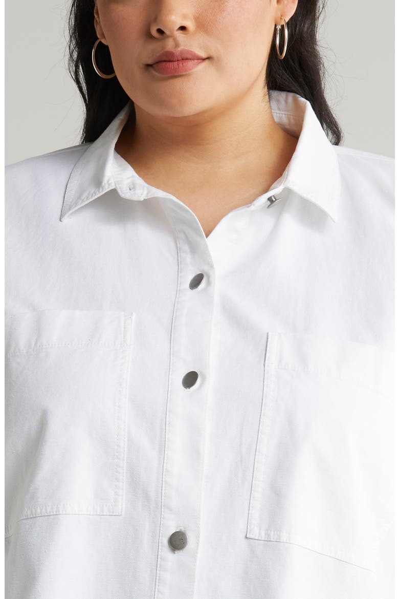 Boxy Stretch Organic Cotton & Hemp Shirt Jacket, Alternate, color, WHITE