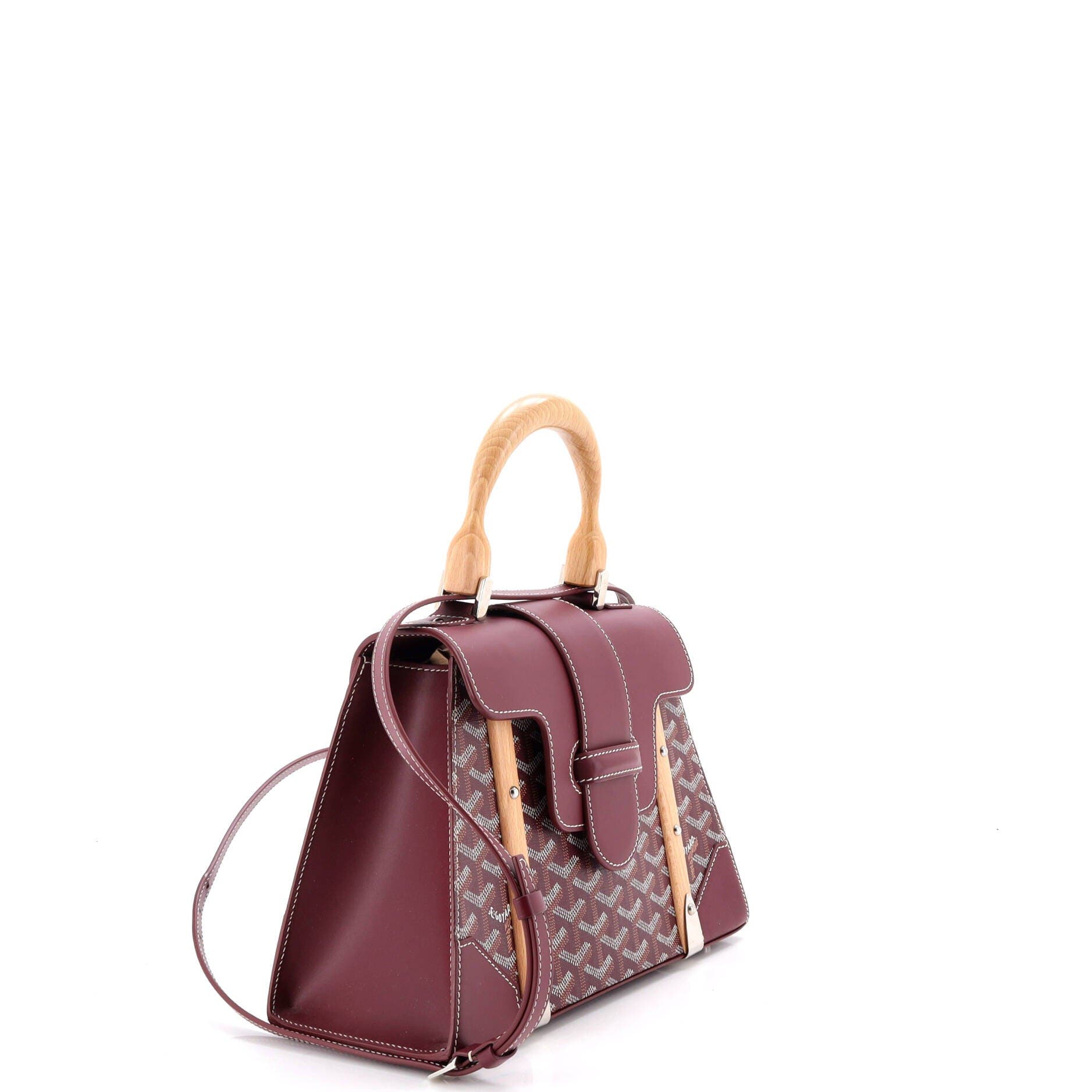 Saigon Top Handle Bag Coated Canvas with Leather PM, Alternate, color, Burgundy