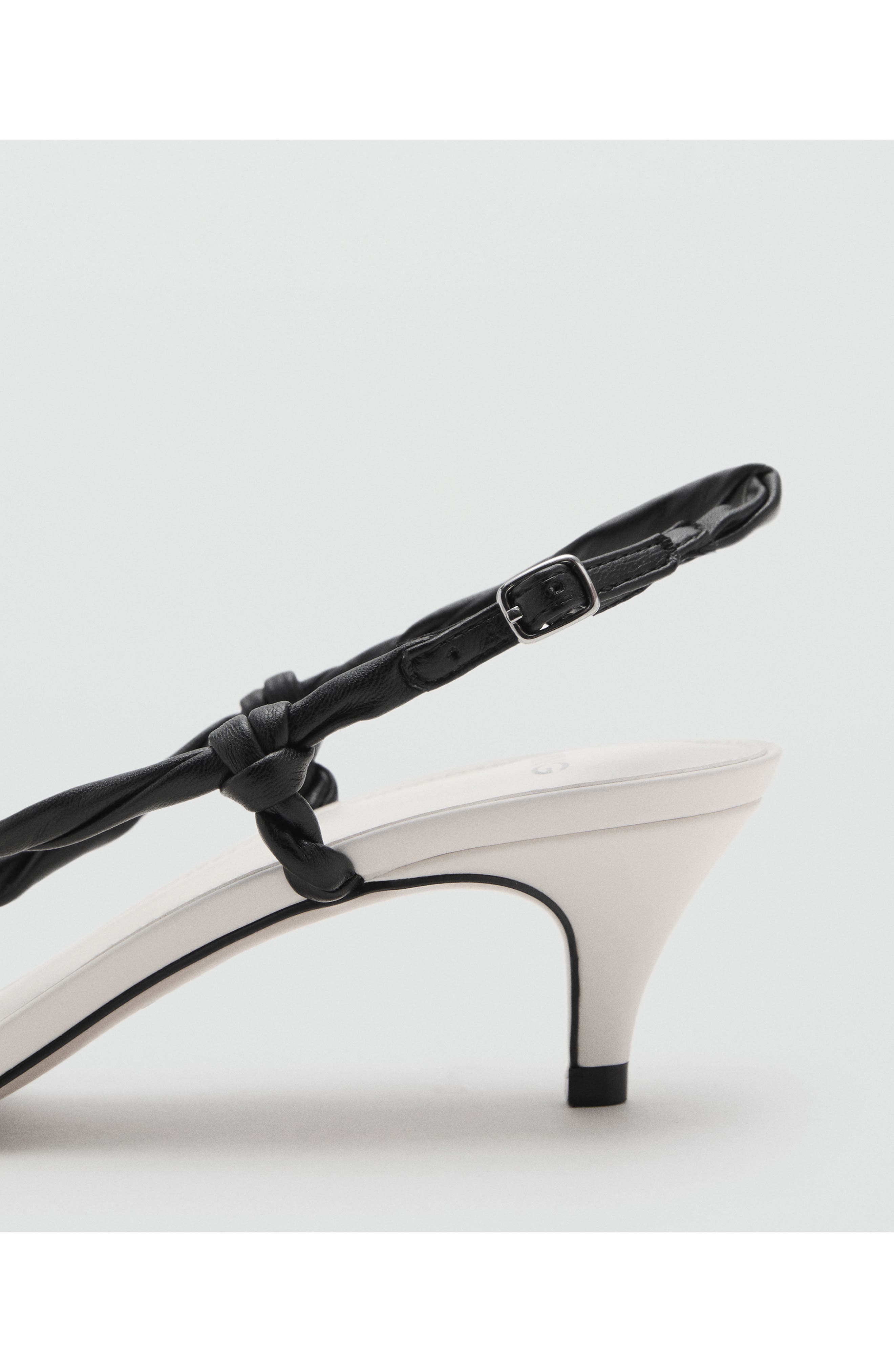 MANGO Slingback Kitten Heel Sandal, Alternate, color, White