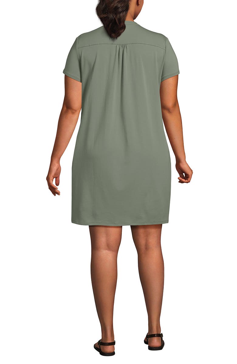 Lands' End Cotton Modal Pintuck Short Sleeve Dress, Alternate, color, Sage