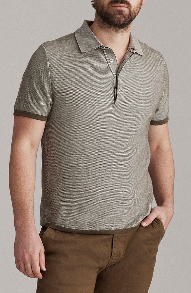 Billy Reid Bird's Eye Piqué Polo Sweater, Main, color,