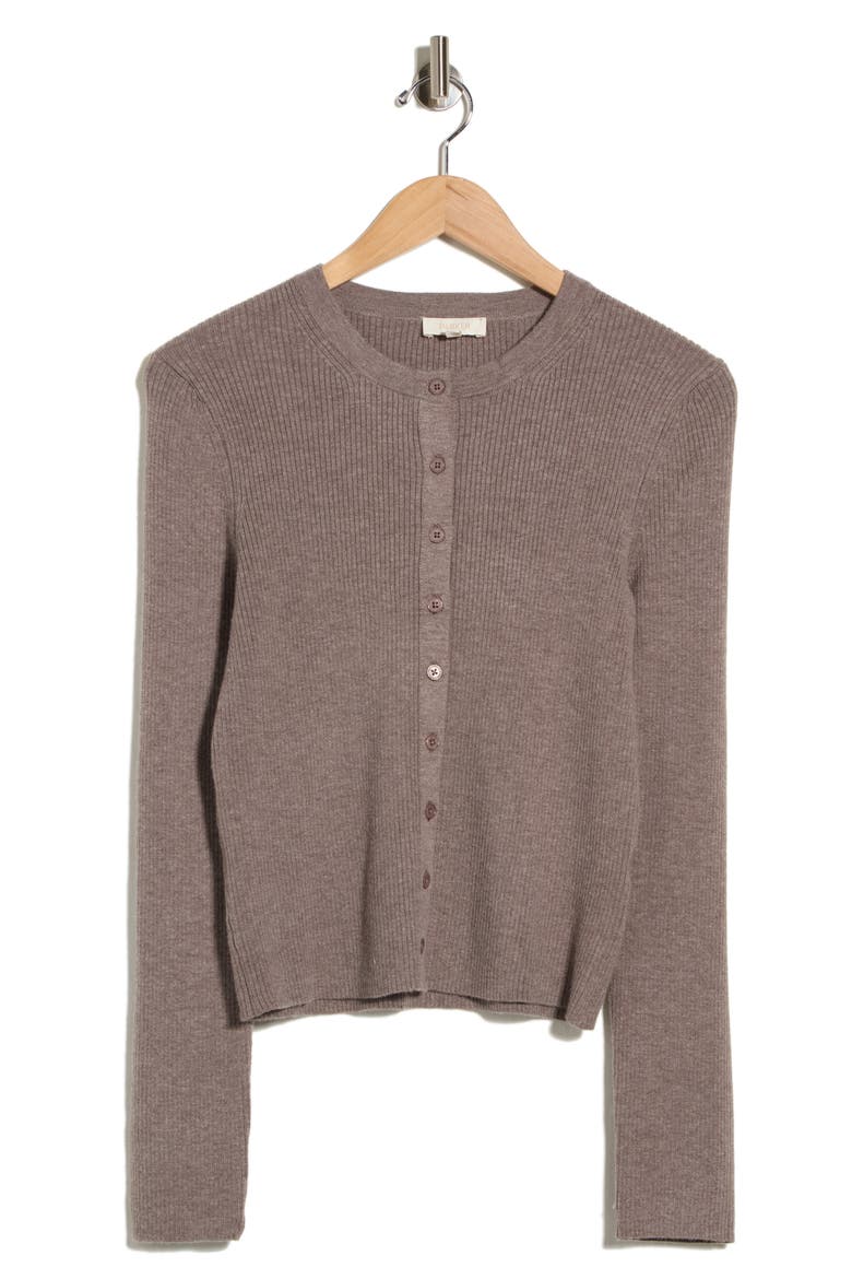 Ribbed Button Front Cardigan, Alternate, color, COOL TAUPE
