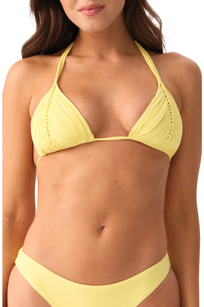 Isla Macramé Triangle Bikini Top, Main, color, BUTTERCUP