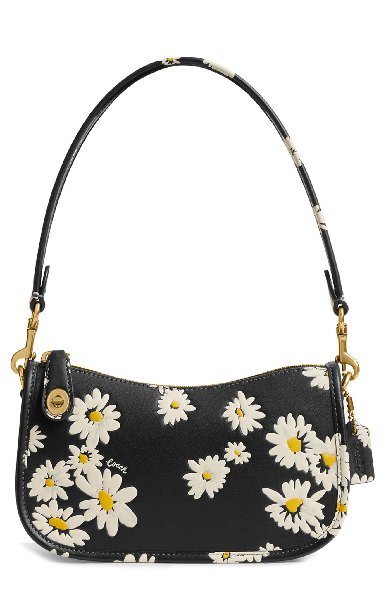 COACH Floral Leather Shoulder Bag, Main, color, 