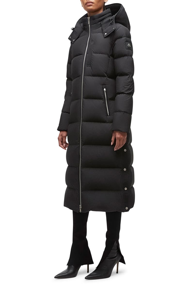 Jocada Hooded Longline Down Parka, Main, color, BLACK