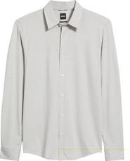 BOSS P-Roan Long Sleeve Slim Fit Performance Shirt