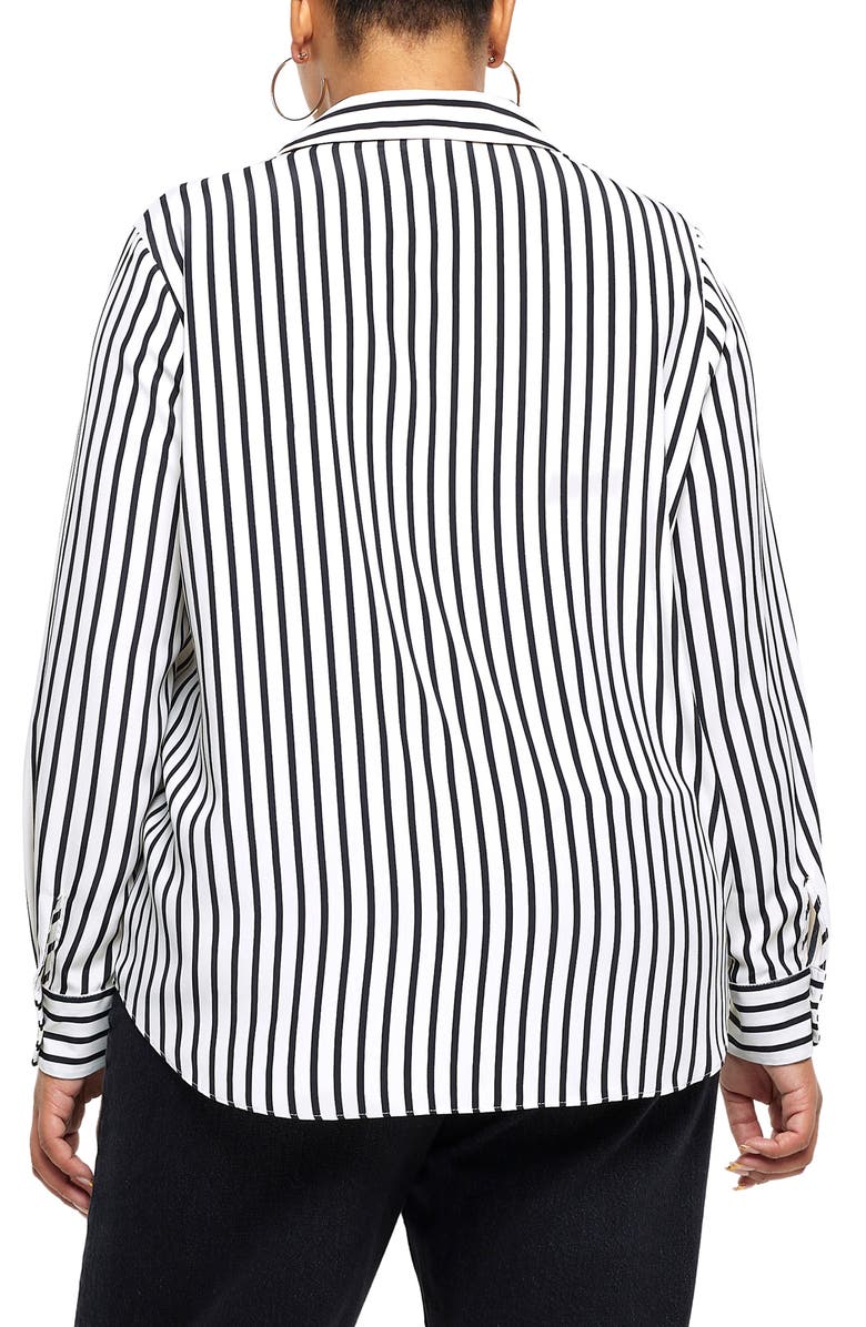 River Island Stripe Satin Button-Up Shirt, Alternate, color, 