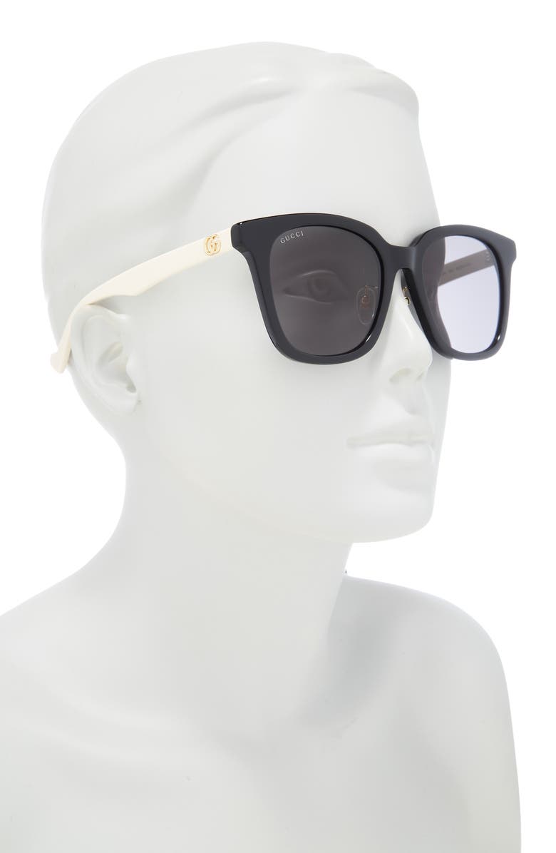 Gucci 55mm Square Sunglasses, Alternate, color, Black White Grey