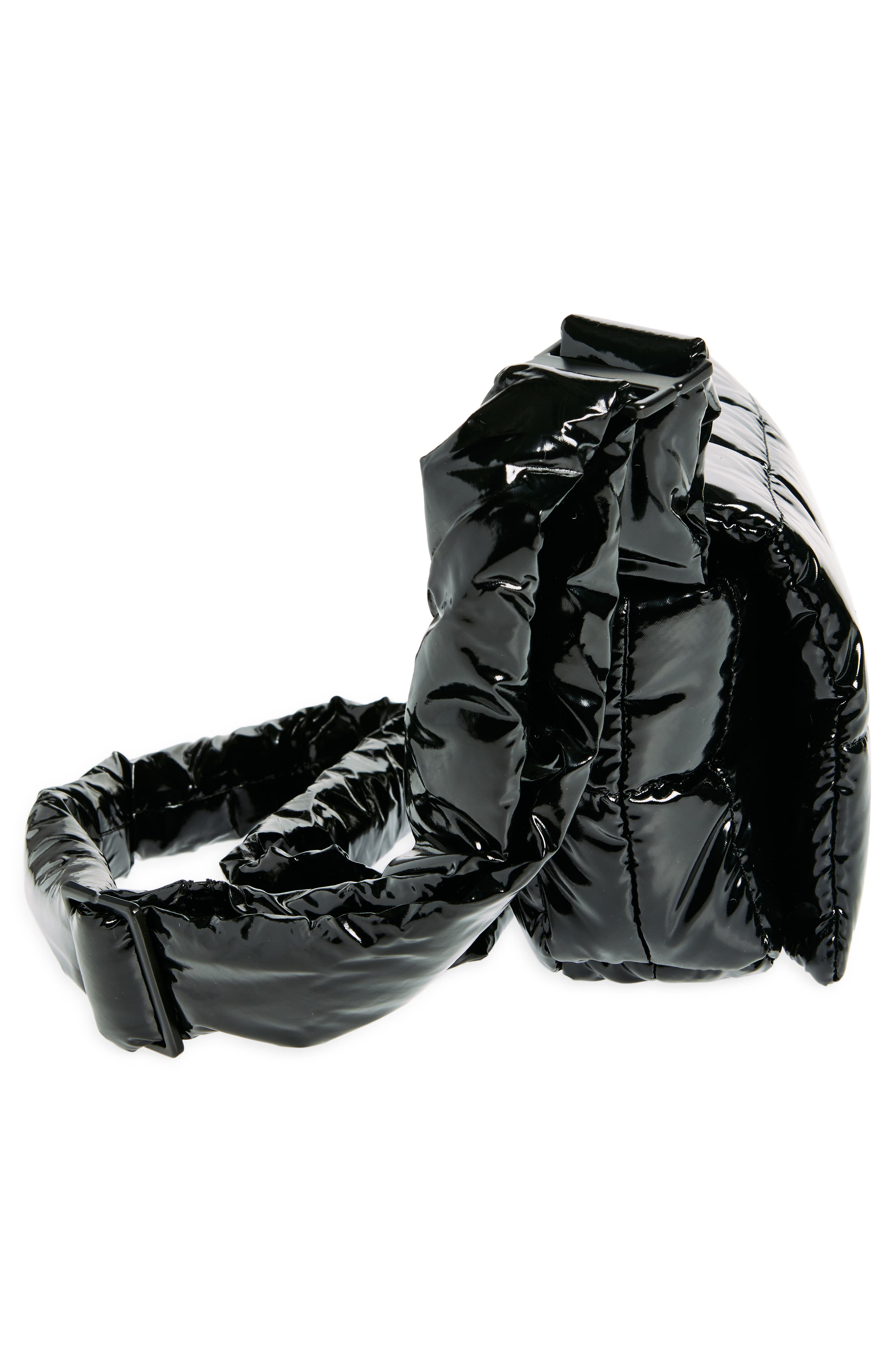 VeeCollective Mini Porter Quilted Recycled Nylon Messenger Bag, Alternate, color, Black Vinyl