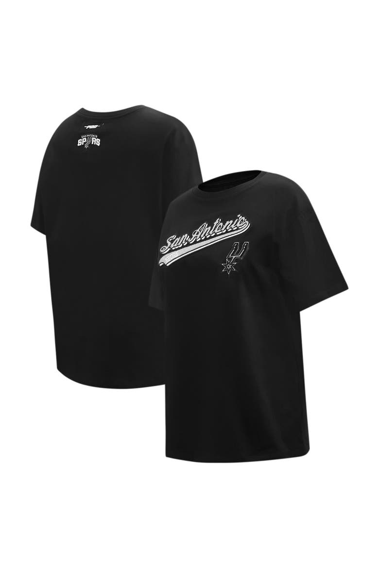 Women's Pro Standard Black San Antonio Spurs Script Boyfriend T-Shirt, Main, color, Black