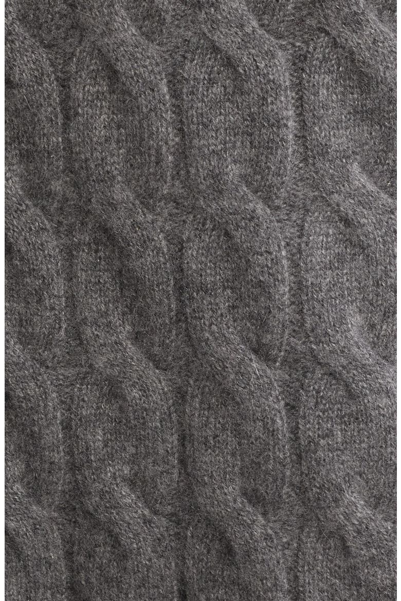 Cable V-Neck Cashmere Sweater Vest, Alternate, color, GREY HEATHER