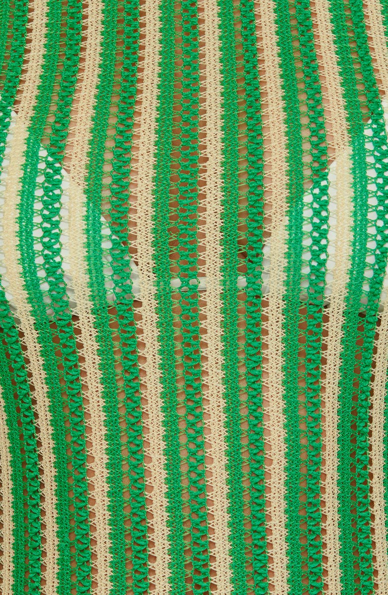 Becca Cabo Stripe Sheer Cover-Up Minidress, Alternate, color, Emerald