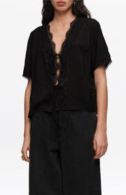 Bimba y Lola Lace-up Shirt With Lace