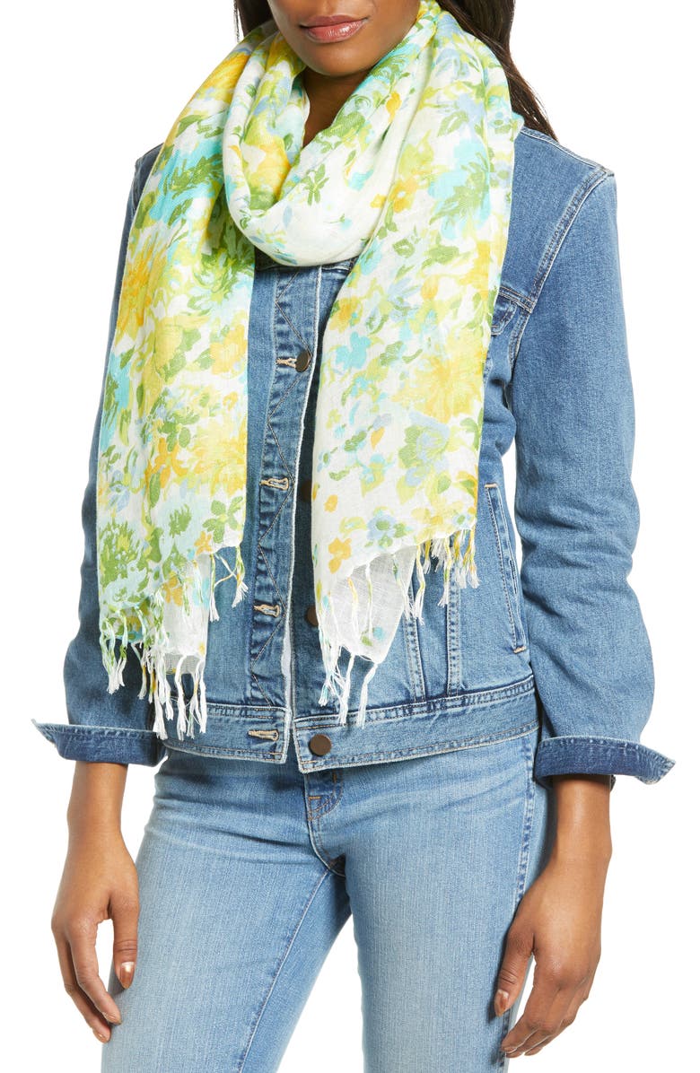 Nordstrom Painted Linen Blend Scarf, Main, color, 