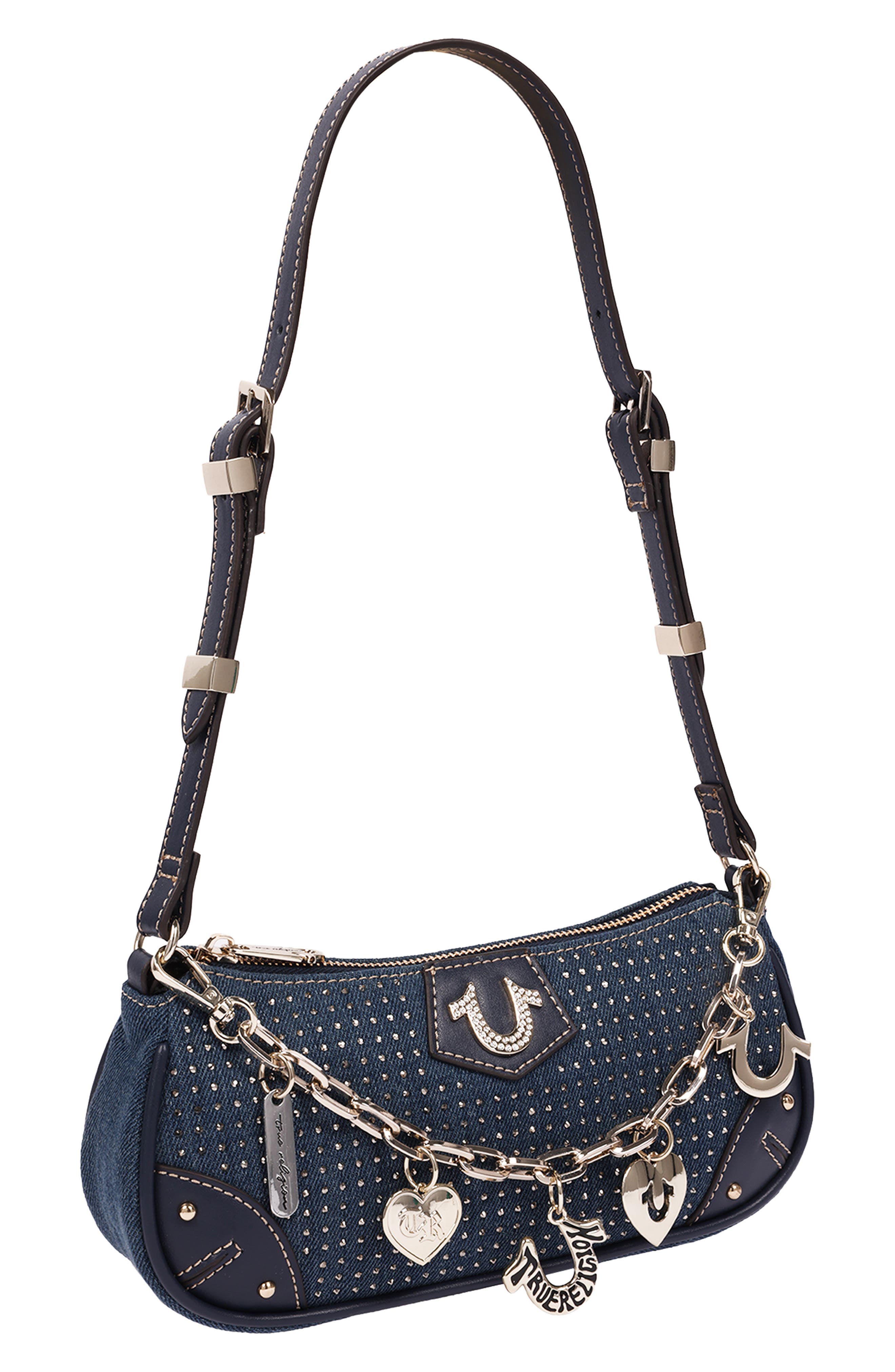 Sparkle Denim Baguette Bag, Alternate, color, DARK DENIM