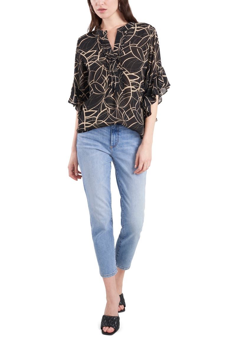 Swirl Print Top, Alternate, color, RICH BLACK