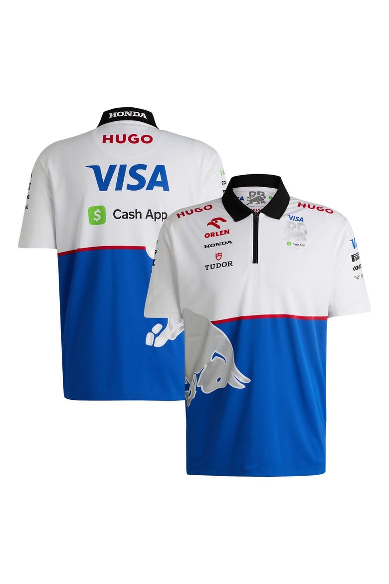 Men's Hugo Boss Royal/White RB 2023 Cash App Quarter-Zip Polo, Main, color, Royal