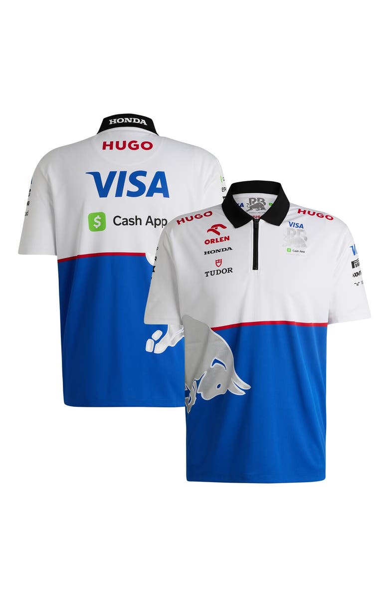 BOSS Men's Hugo Boss Royal/White RB 2023 Cash App Quarter-Zip Polo, Main, color, 