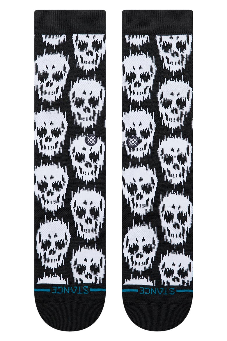 Static Skull Crew Socks, Alternate, color, BLACK