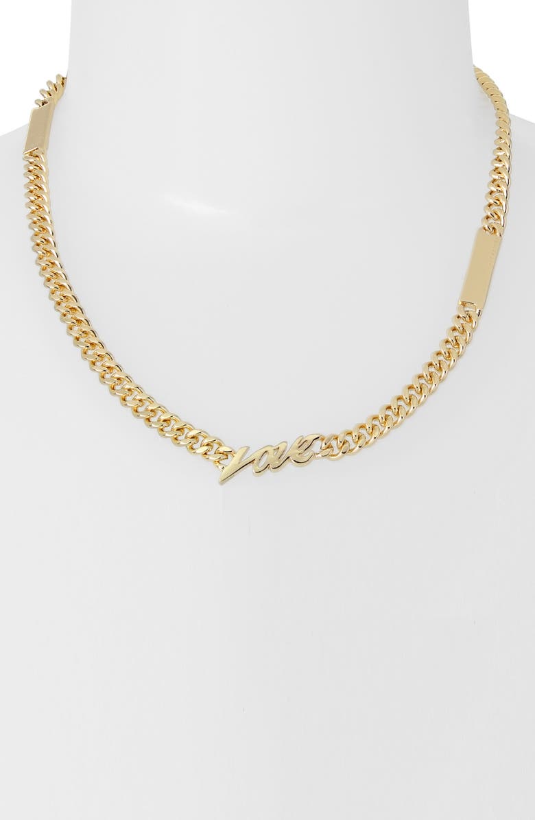 AllSaints Love Chain Link Necklace, Alternate, color, 