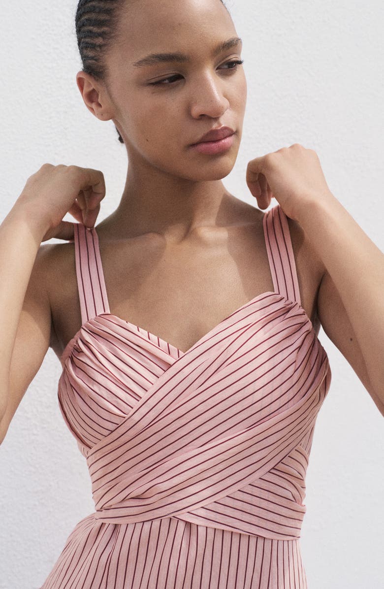 MANGO Stripe Crossover Dress, Alternate, color, Pink