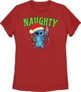 Lilo & Stitch Women's Lilo & Stitch Christmas Naughty Stitch Graphic T-Shirt
