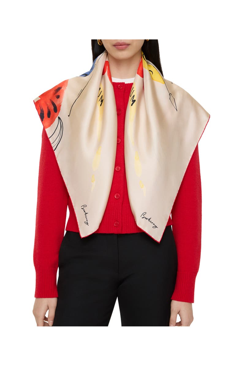 Burberry Watercolour EKD  Silk Scarf, Alternate, color, Linen Beige