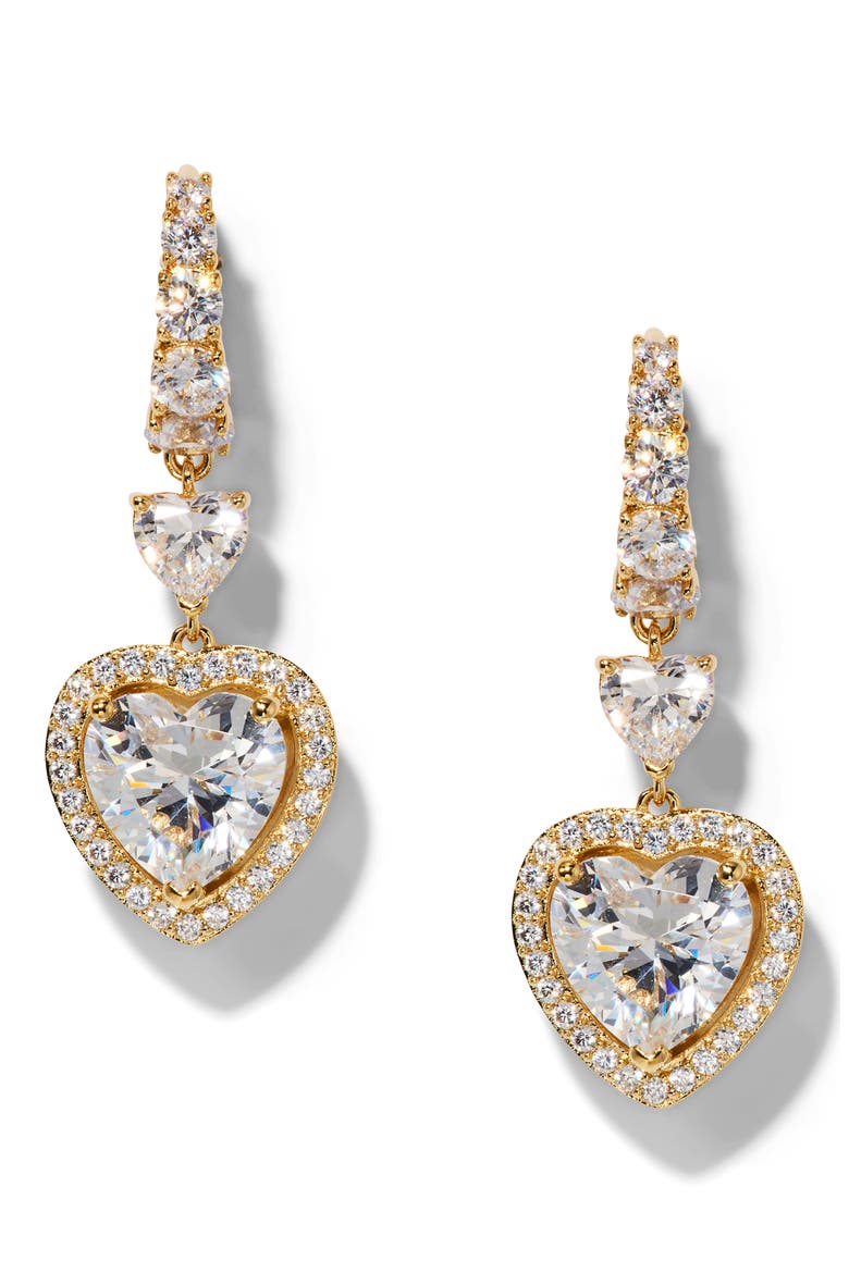 Le Bisou Halo Heart Drop Earrings, Main, color, GOLD