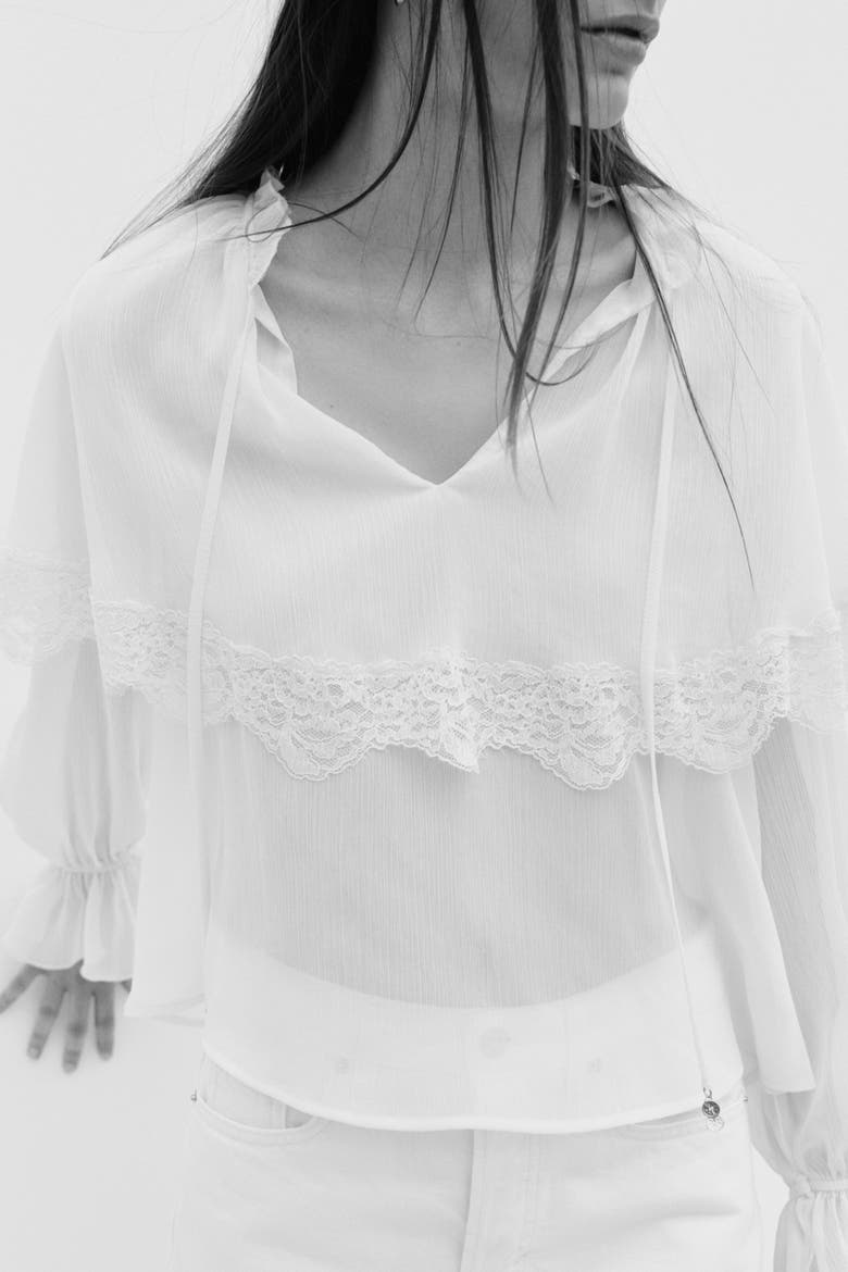 Cape-detail Blouse, Alternate, color, Cream