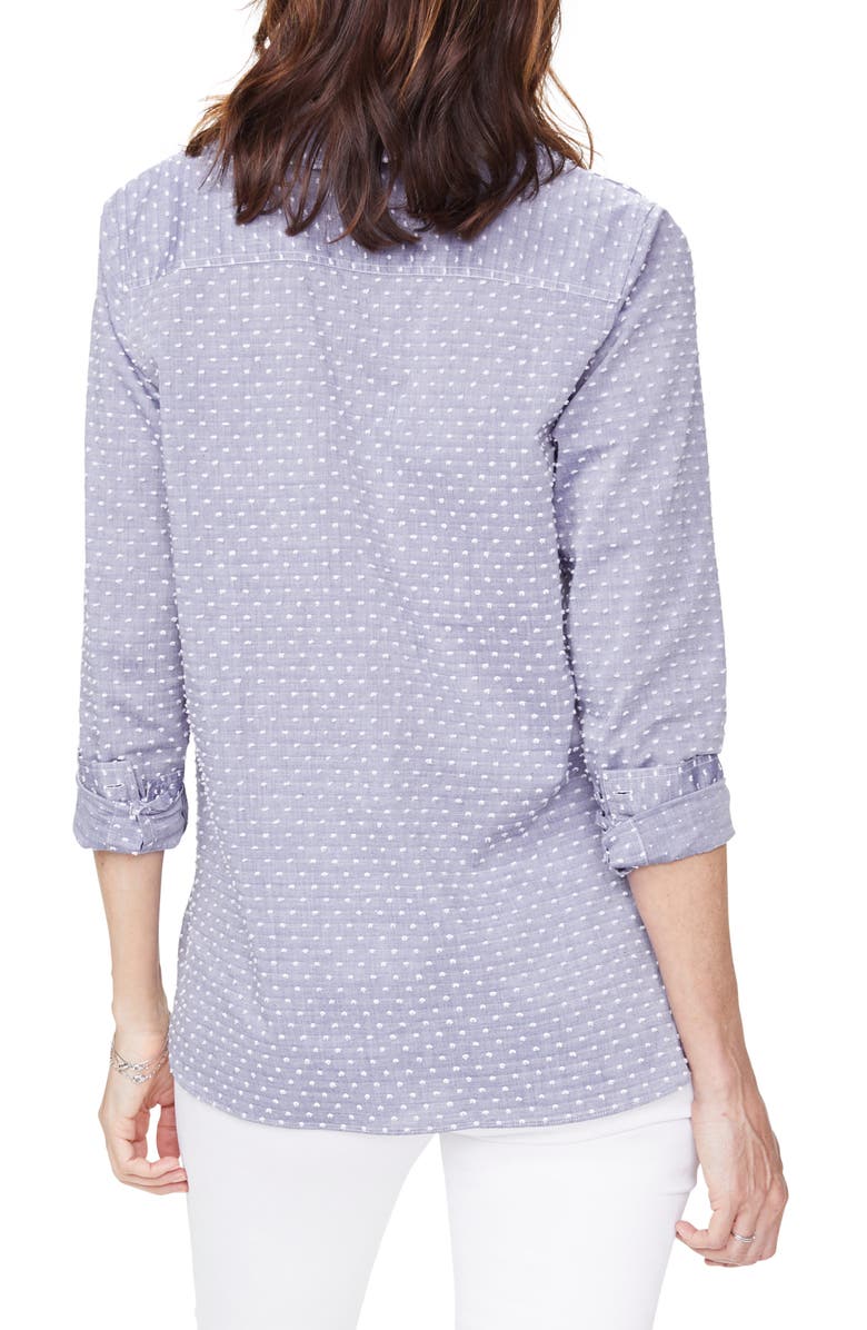 NYDJ Swiss Dot Split Neck Cotton Top, Alternate, color,