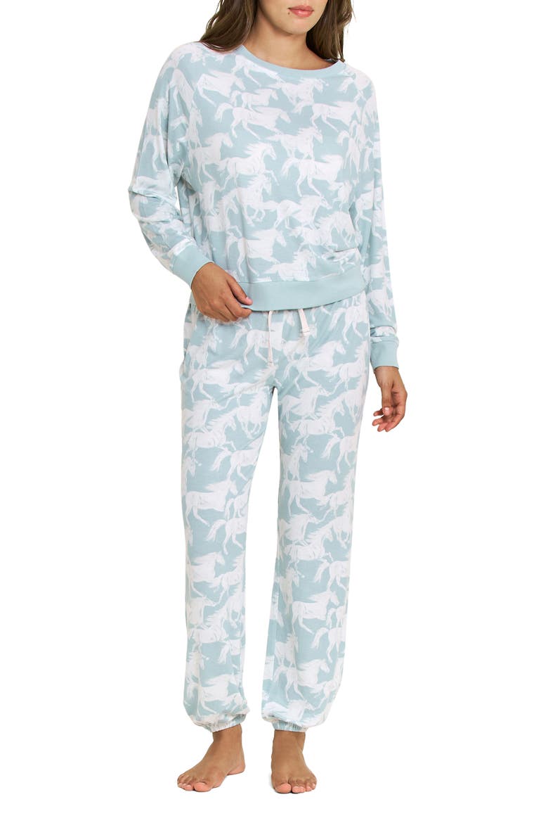 Star Seeker Brushed Jersey Pajamas, Main, color, WHISPER MINT HORSES