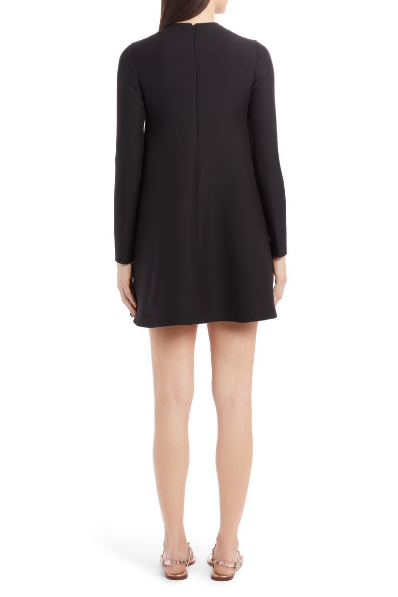Beaded Floral Intarsia Long Sleeve Wool & Silk Minidress, Alternate, color, NERO
