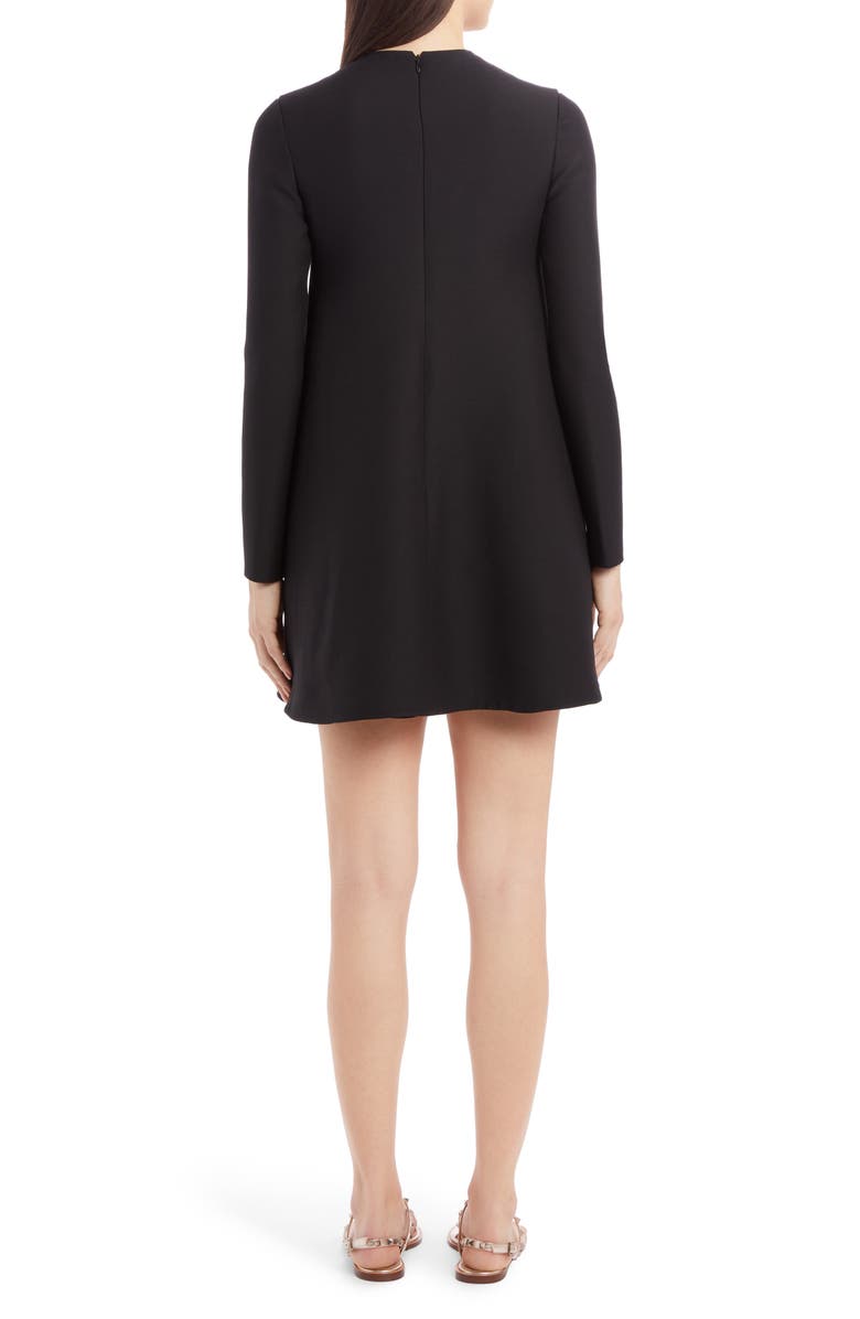 Valentino Beaded Floral Intarsia Long Sleeve Wool & Silk Minidress, Alternate, color, 