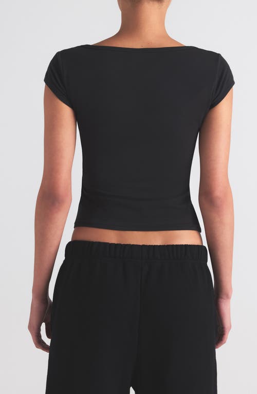 Shop Skims Scoop Neck Cotton Blend Jersey T-shirt In Soot